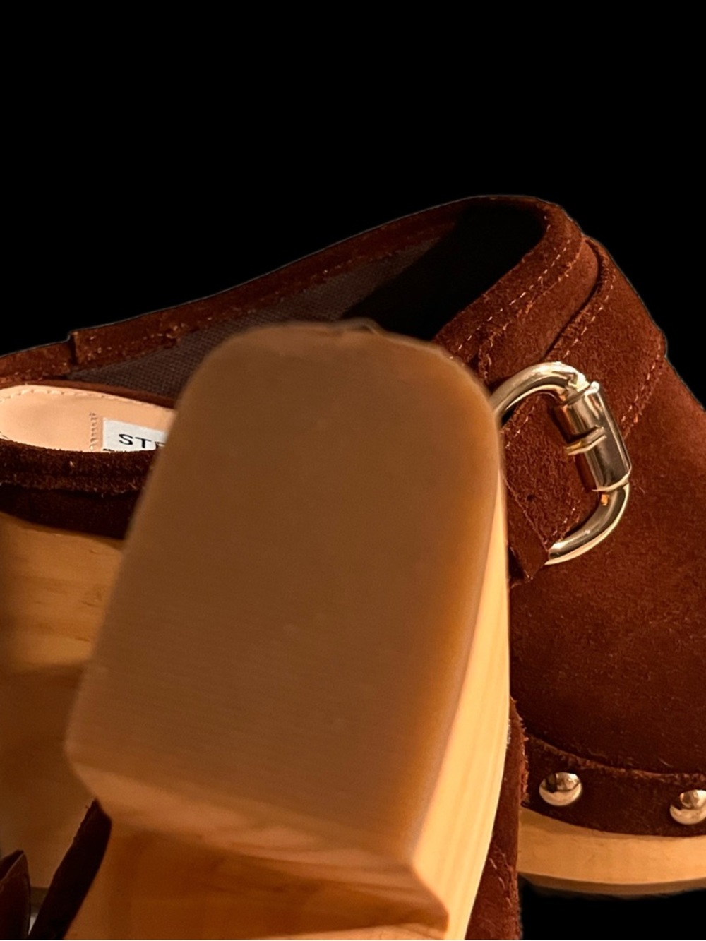 Steve Madden Hilde Suede Wooden Platform Clog Size 6.5 - Picture 7 of 13